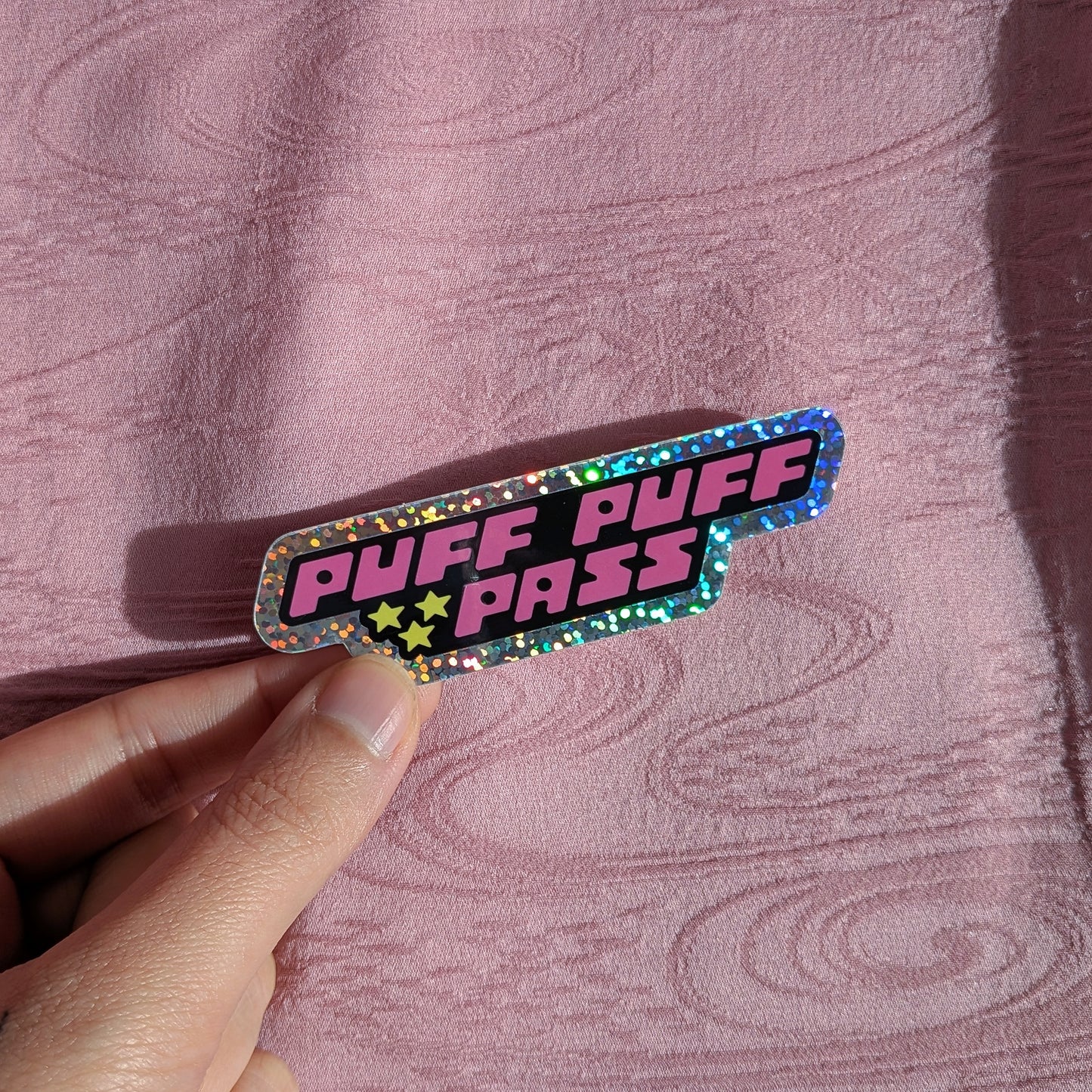 Puff Puff Pass Glitter Sticker