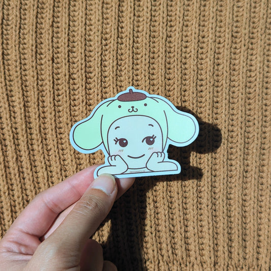 Purin Pudding Dog Baby Mini Peeker Vinyl Sticker