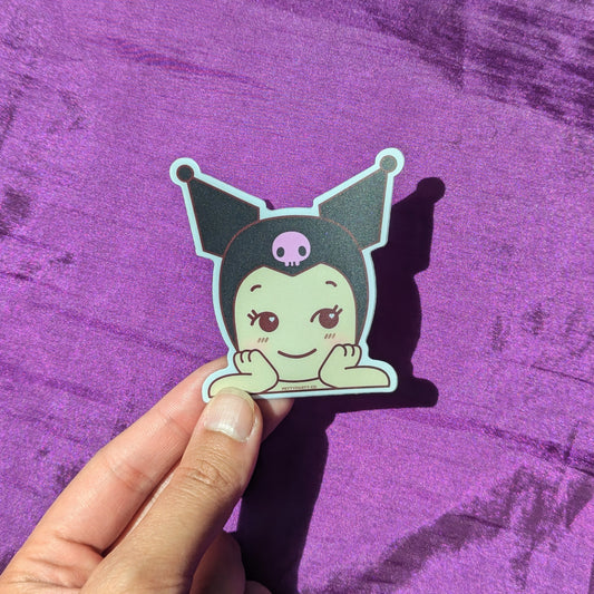 Black Bunny Kuro Baby Mini Peeker Vinyl Sticker