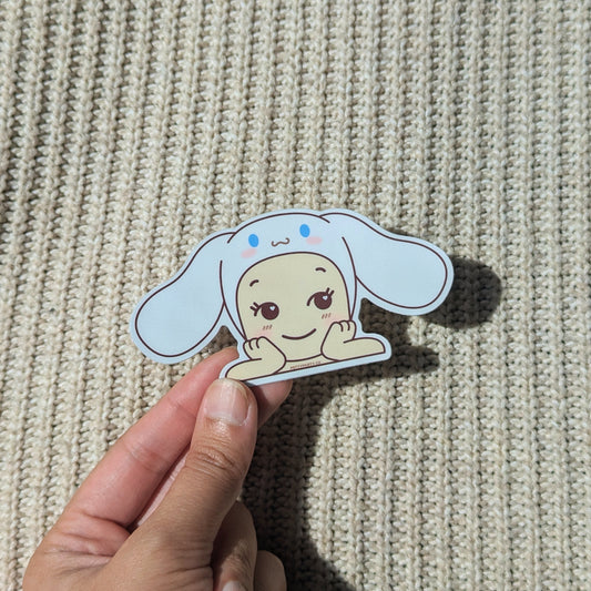 Kawaii White Cinnamon Dog Baby Mini Peeker Vinyl Sticker