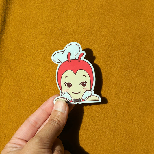 Red Jolly Bee Baby Mini Peeker Vinyl Sticker