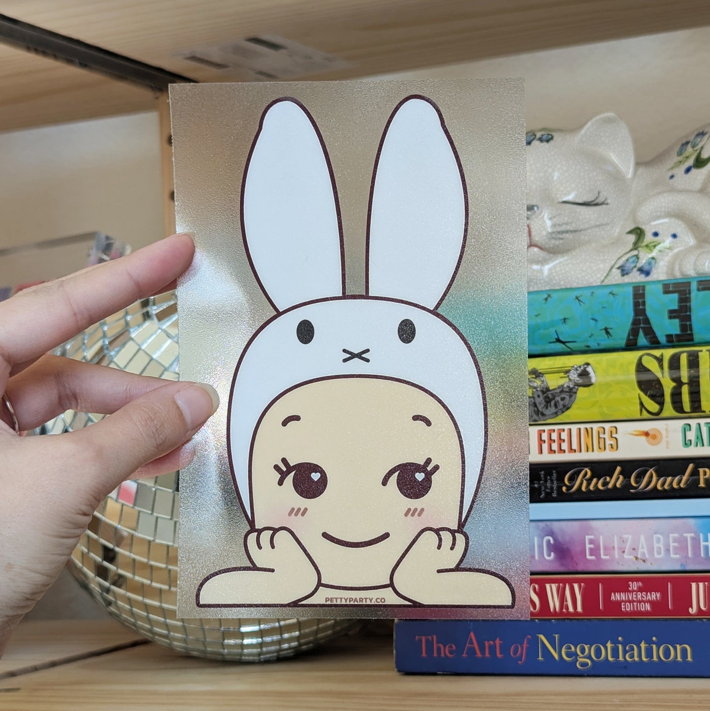 Kawaii White Bunny Baby Peeker Vinyl Sticker Decal