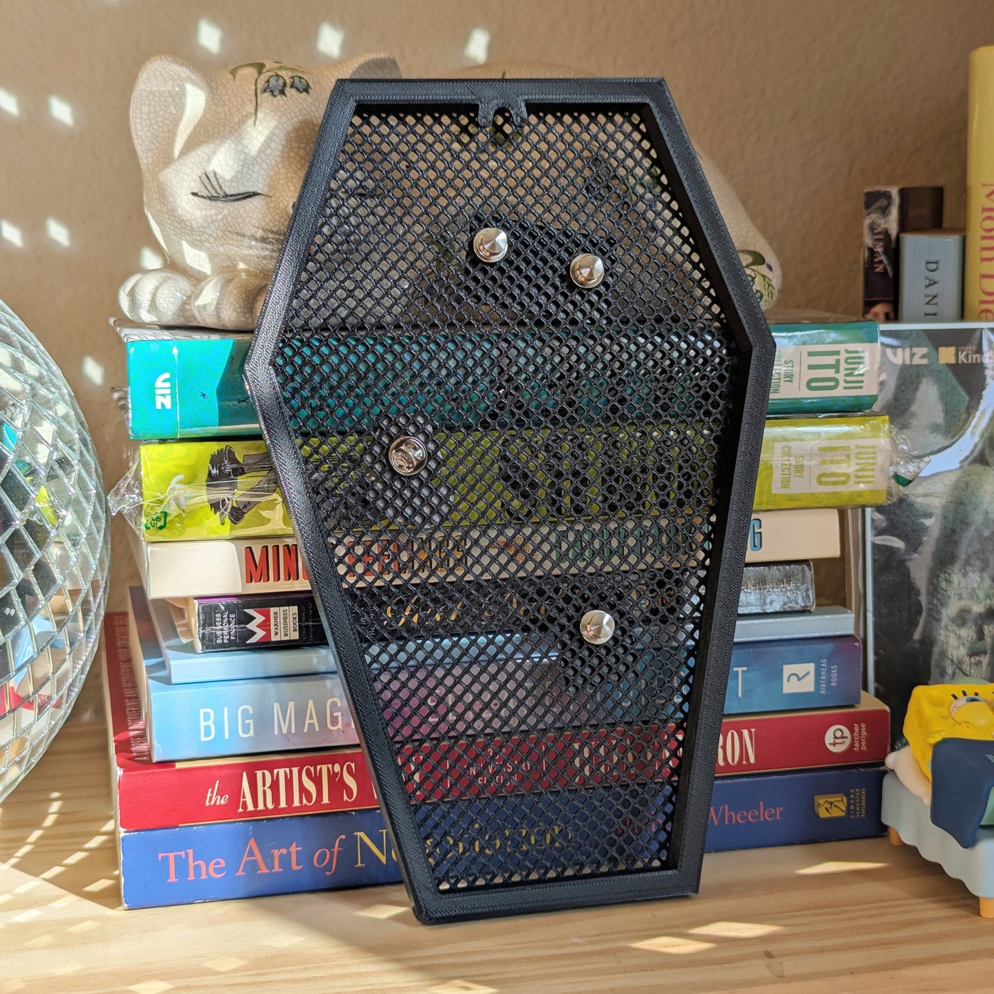 3D Printed Coffin Enamel Pinboard & Earring Display