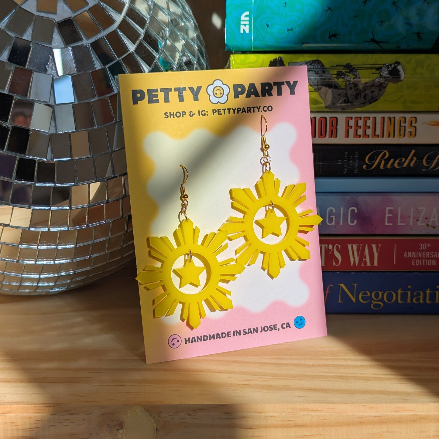 Filipino Sun Dangle Earrings (Yellow)