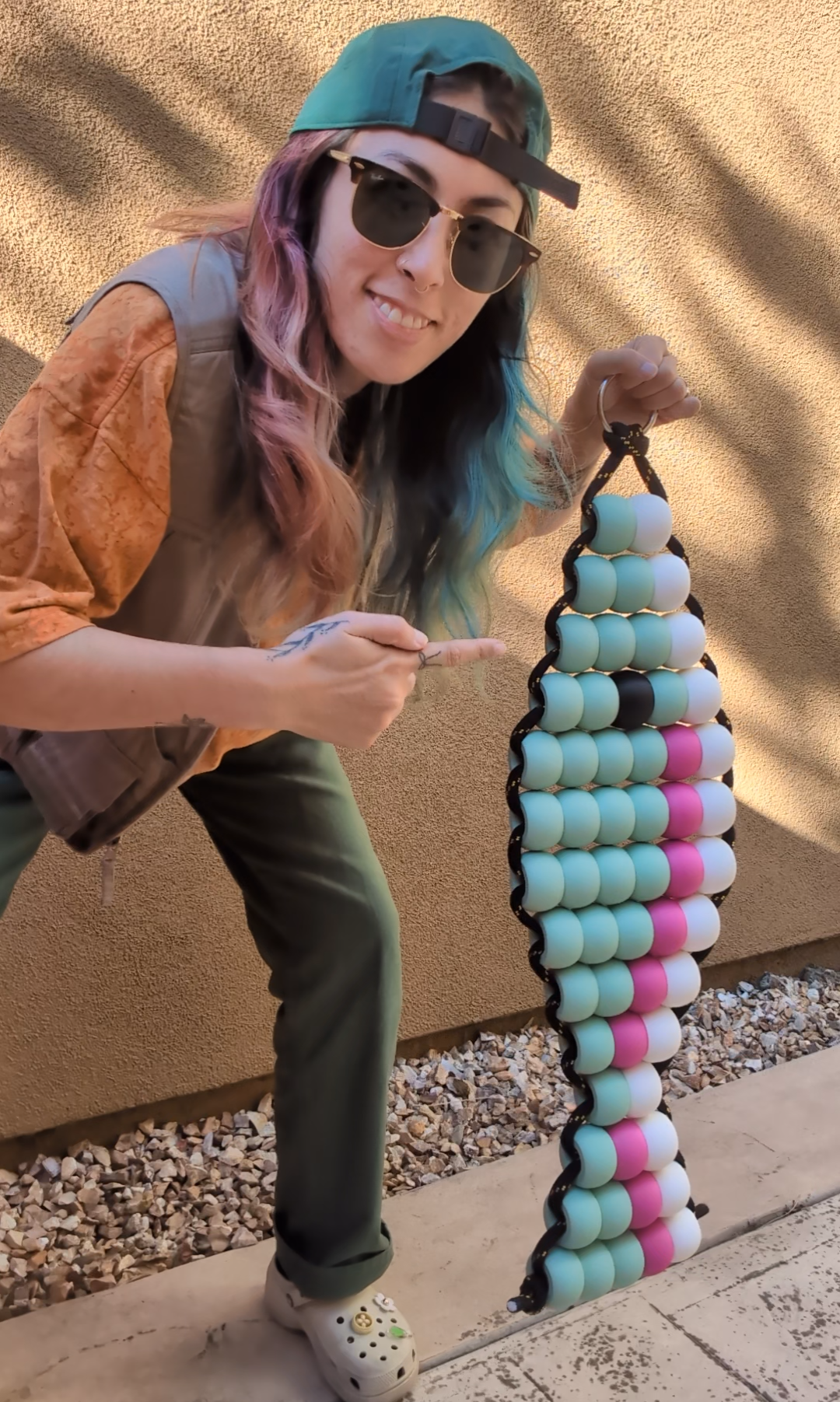 Giant Pony Bead Fish Keychain Wall Art (Rainbow Trout)
