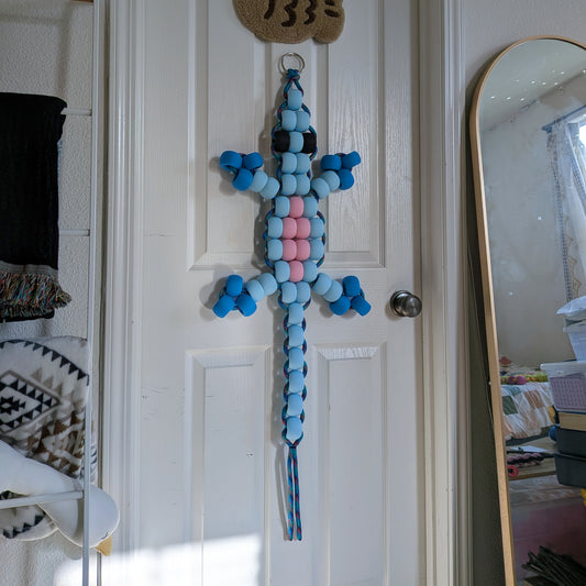 Giant Pony Bead Lizard Keychain Wall Art (Blue)