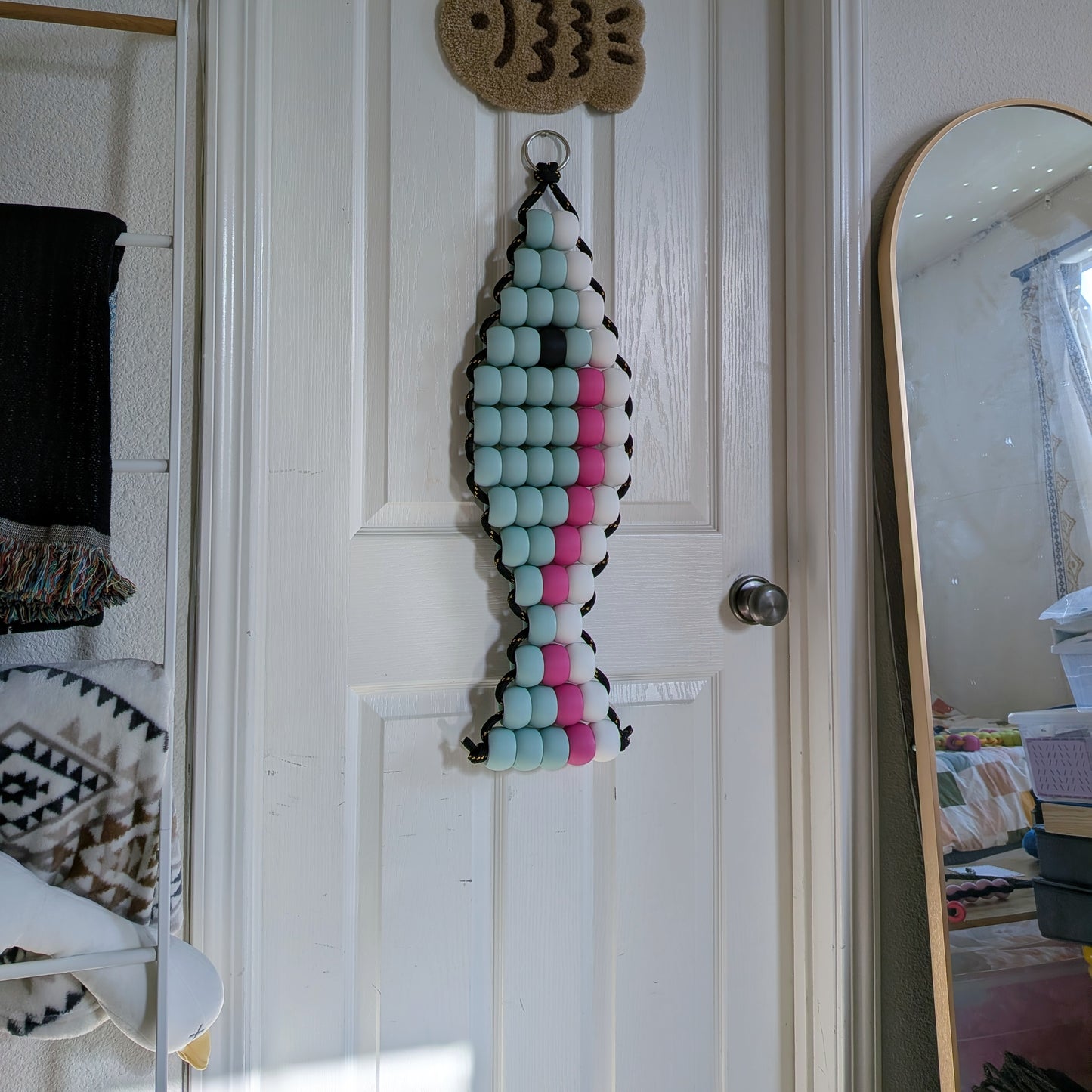 Giant Pony Bead Fish Keychain Wall Art (Rainbow Trout)