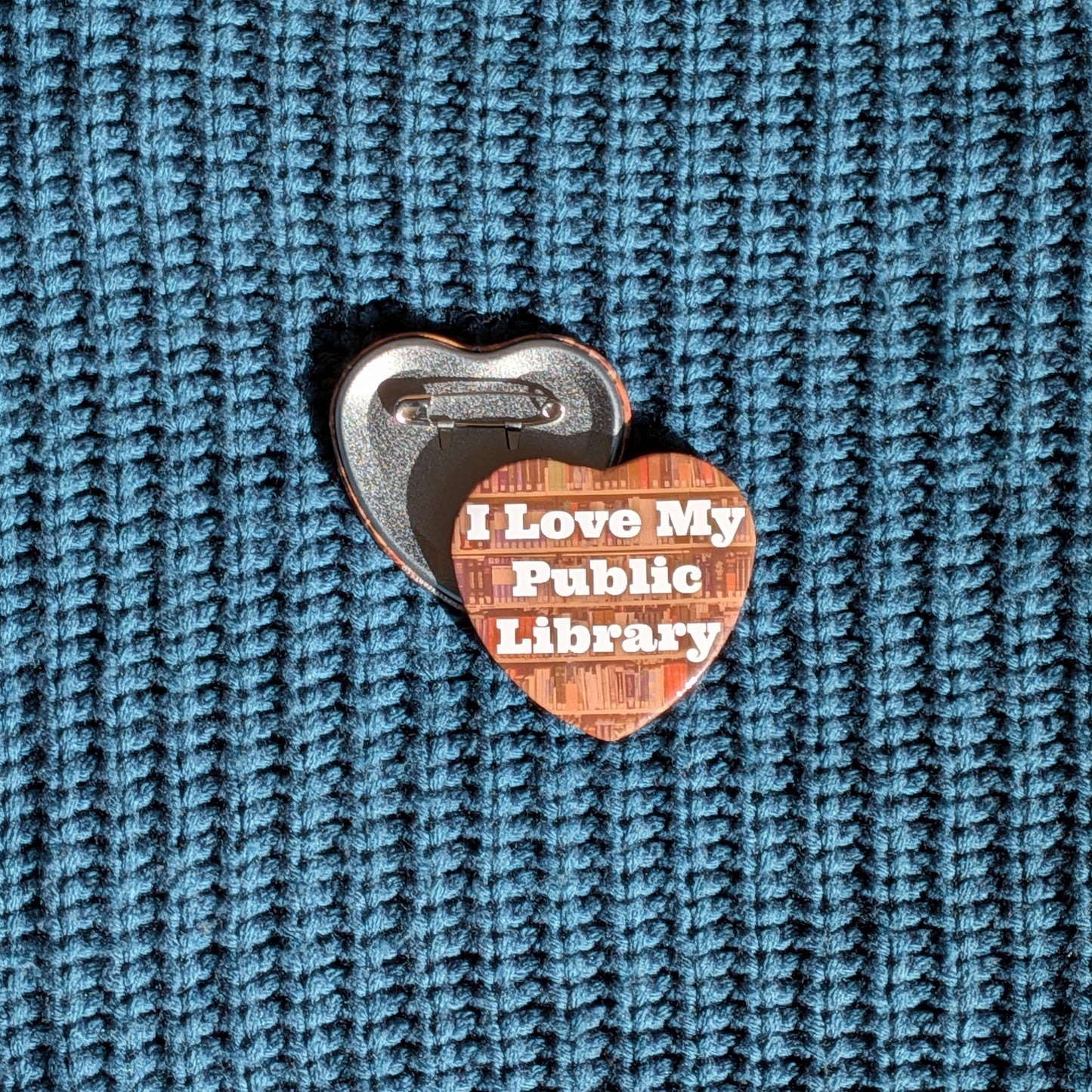I Love My Public Library Heart Button