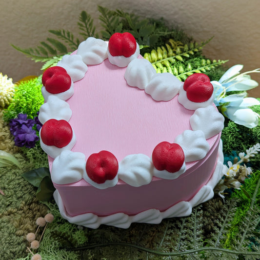 3D Printed Cake Trinket Jewelry Box - Strawberry Cream Flavor