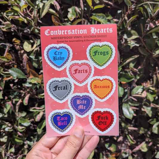 Conversation Hearts Sticker Sheet